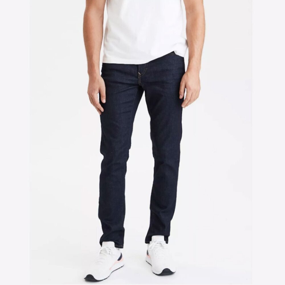 AEO American Eagle Outfitters Mens Skinny Flex Jeans Casual Dark Wash Denim